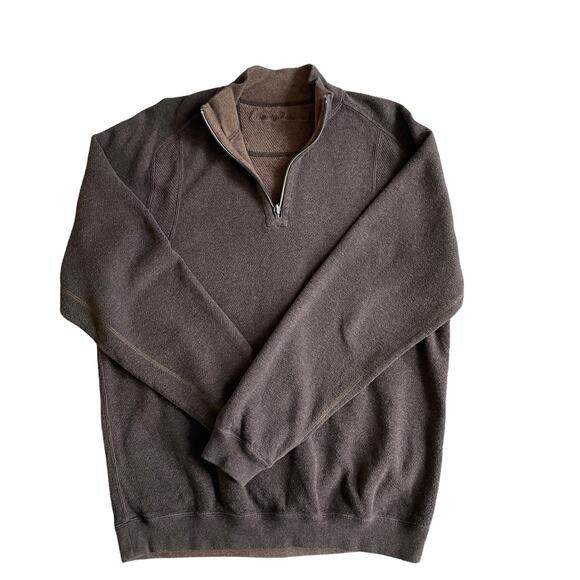 TOMMY BAHAMA Men's 1/4-Zip Long Sleeve Pullover Sweater Cotton Brown Size XL - Picture 9 of 12